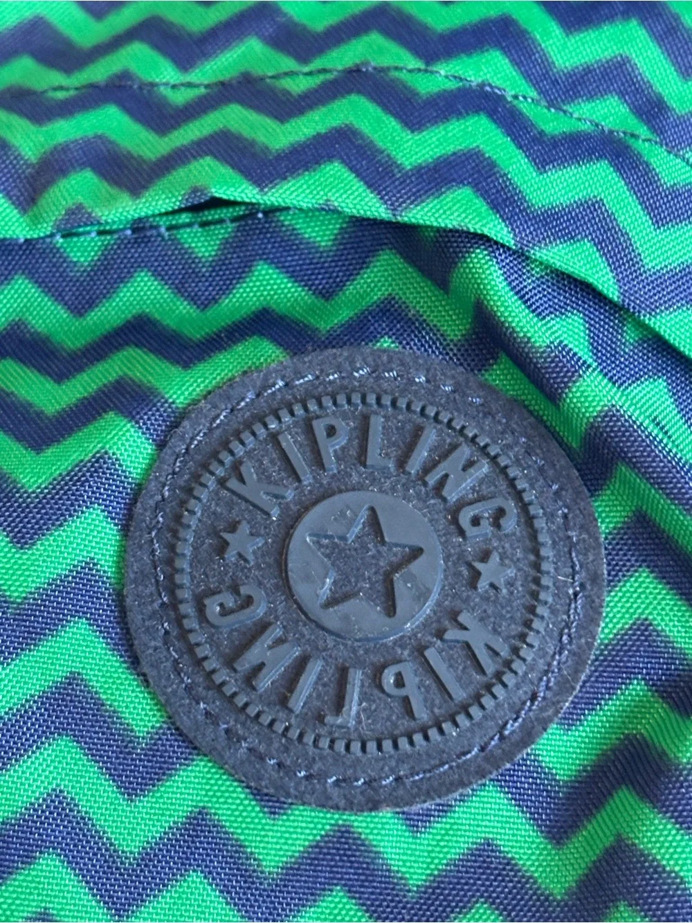 Kipling Green and Navy Chevron Mini Backpack
